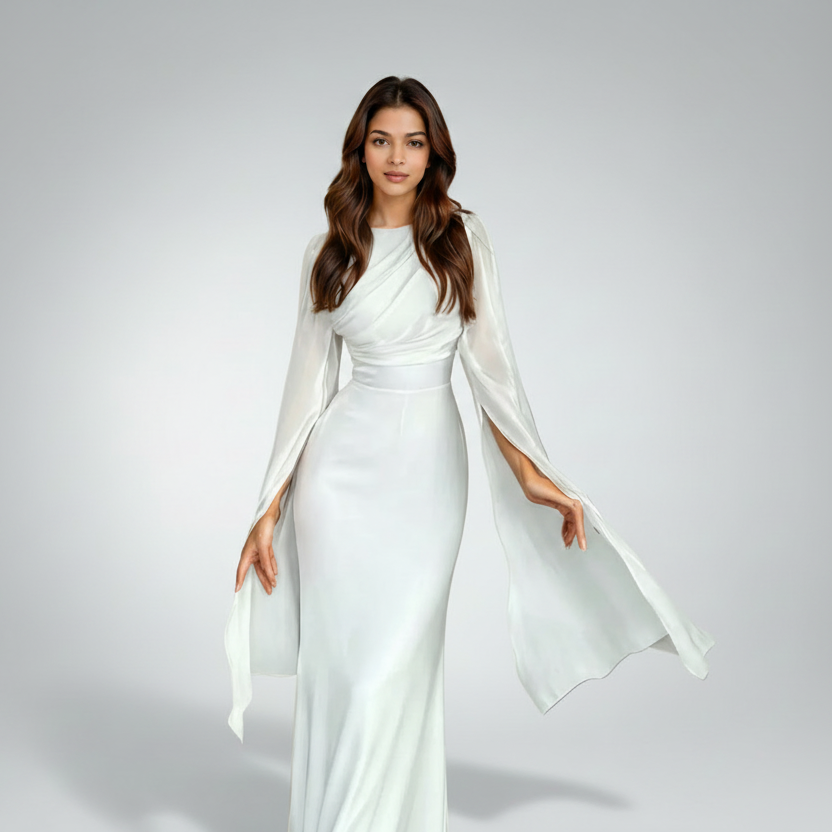 Manuela | Vestido Branco com Mangas Fluidas