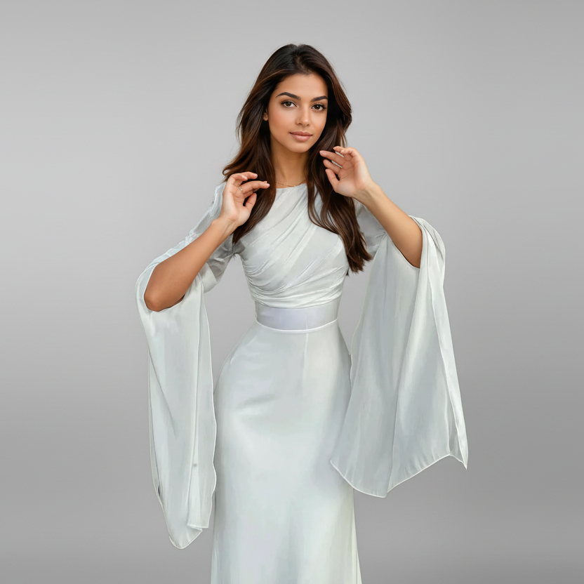 Manuela | Vestido Branco com Mangas Fluidas