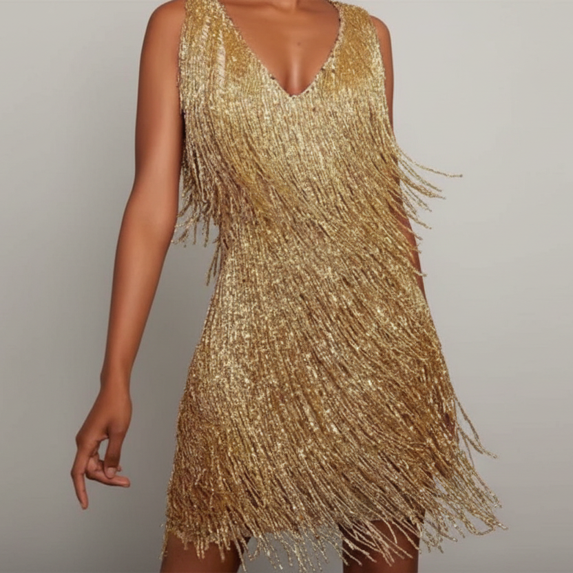 Melissa | Vestido Brilhante com Franjas