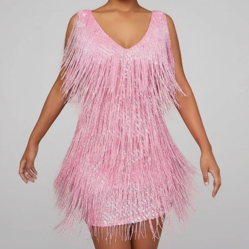 Melissa | Vestido Brilhante com Franjas